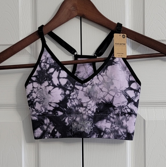 PINK Victoria's Secret Sports Bra, Lightly Lined, Women's XS, Purple Tie Dye - Picture 4 of 7
